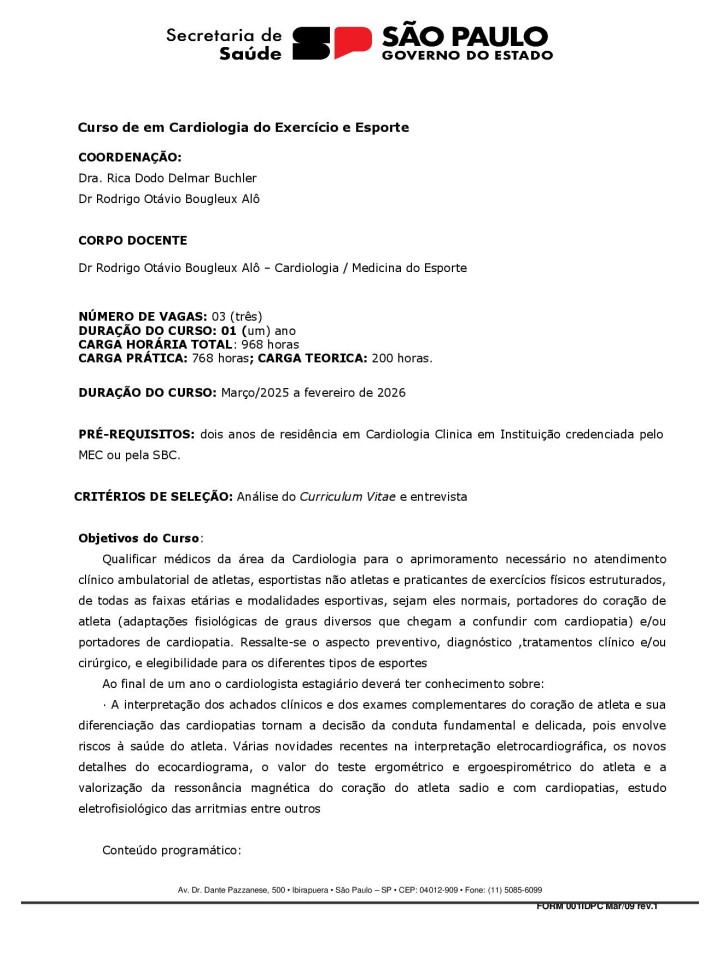 Cardiologia do Exercício e Esporte 2025